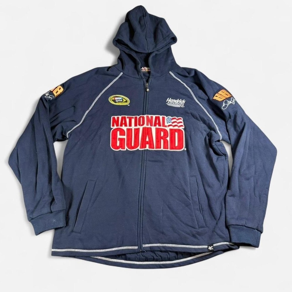 Chase Authentics Dale Jr National Guard Navy Blue Zip Hoodie Size 2XL EUC
